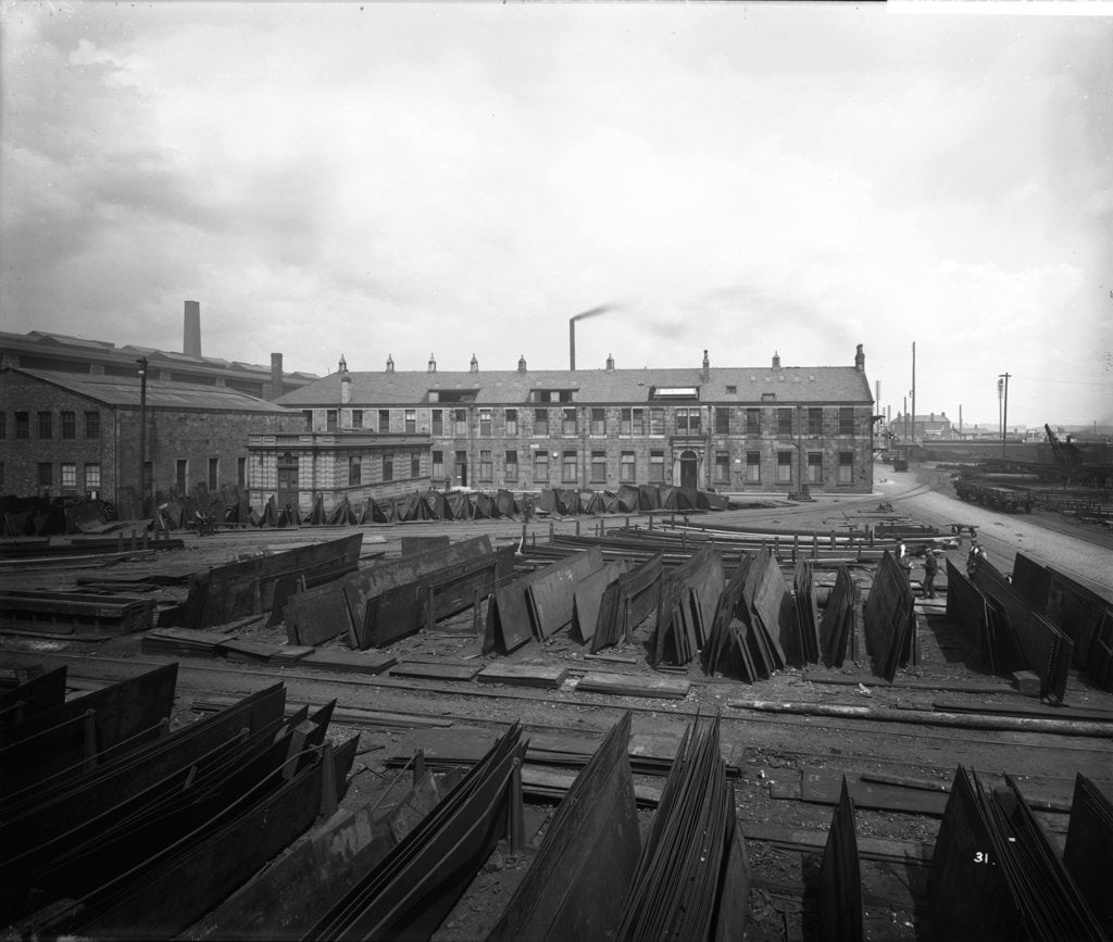 Detail of General Offices and Stackyard at John Brown & Co. Ltd, Clydebank, 1901 by Bedford Lemere & Co.