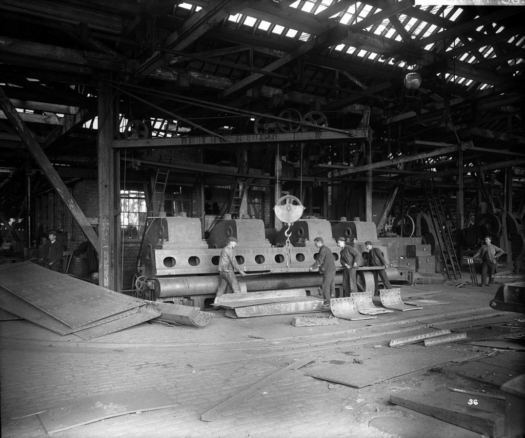 Detail of Plate-bending machine at John Brown & Co. Ltd, Clydebank, 1901 by Bedford Lemere & Co.