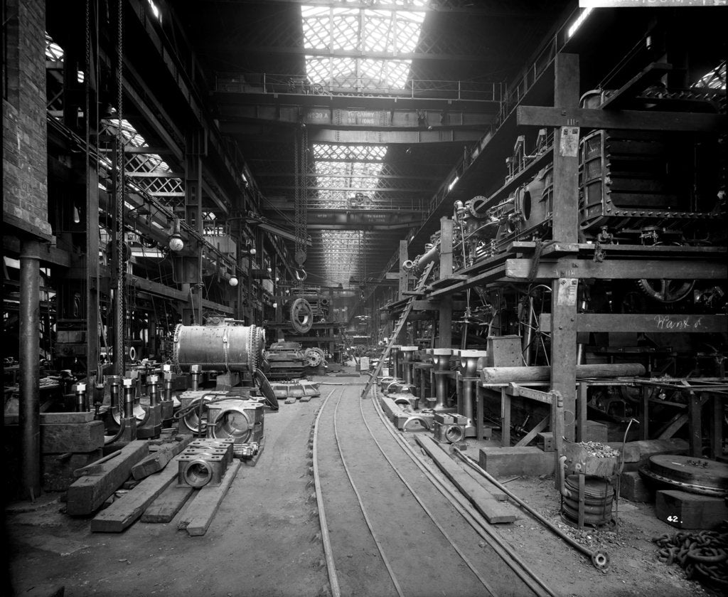 Detail of Erecting Shop in the Engine Works at John Brown & Co. Ltd, Clydebank, 1901 by Bedford Lemere & Co.
