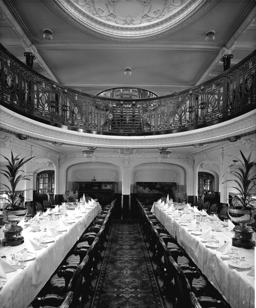 Detail of First Class Dining Saloon on the 'Balmoral Castle' (1910) by Bedford Lemere & Co.