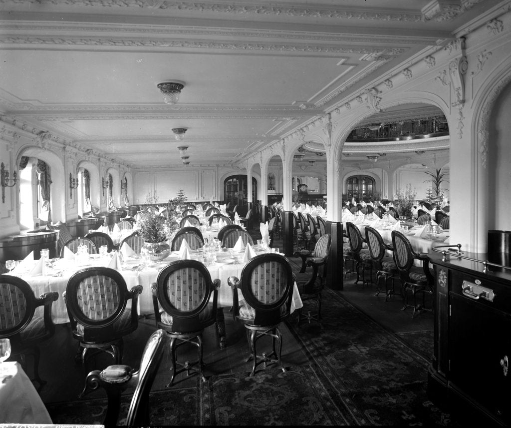 Detail of First Class Dining Saloon on the 'Balmoral Castle' (1910) by Bedford Lemere & Co.