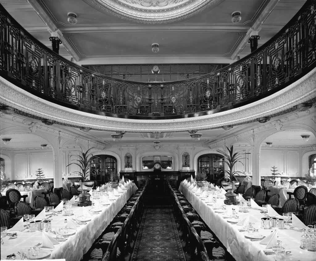 Detail of First Class Dining Saloon on the 'Balmoral Castle' (1910) by Bedford Lemere & Co.