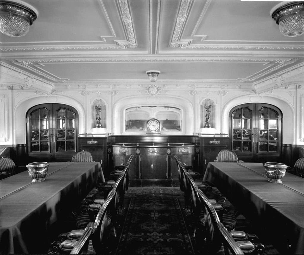 Detail of First Class Dining Saloon on the 'Balmoral Castle' (1910) by Bedford Lemere & Co.
