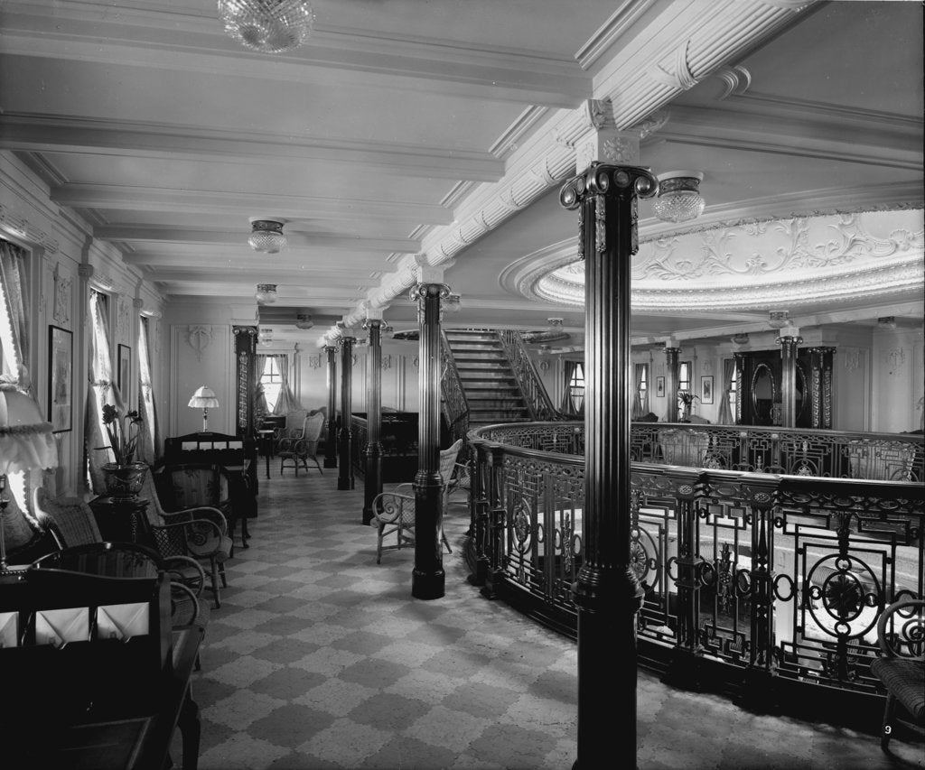 Detail of First Class Lounge on the 'Balmoral Castle' (1910) by Bedford Lemere & Co.