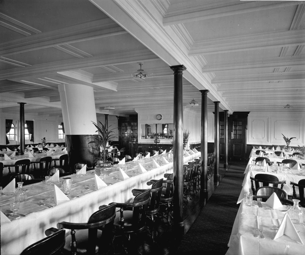 Detail of Second Class Dining Saloon on the 'Balmoral Castle' (1910) by Bedford Lemere & Co.