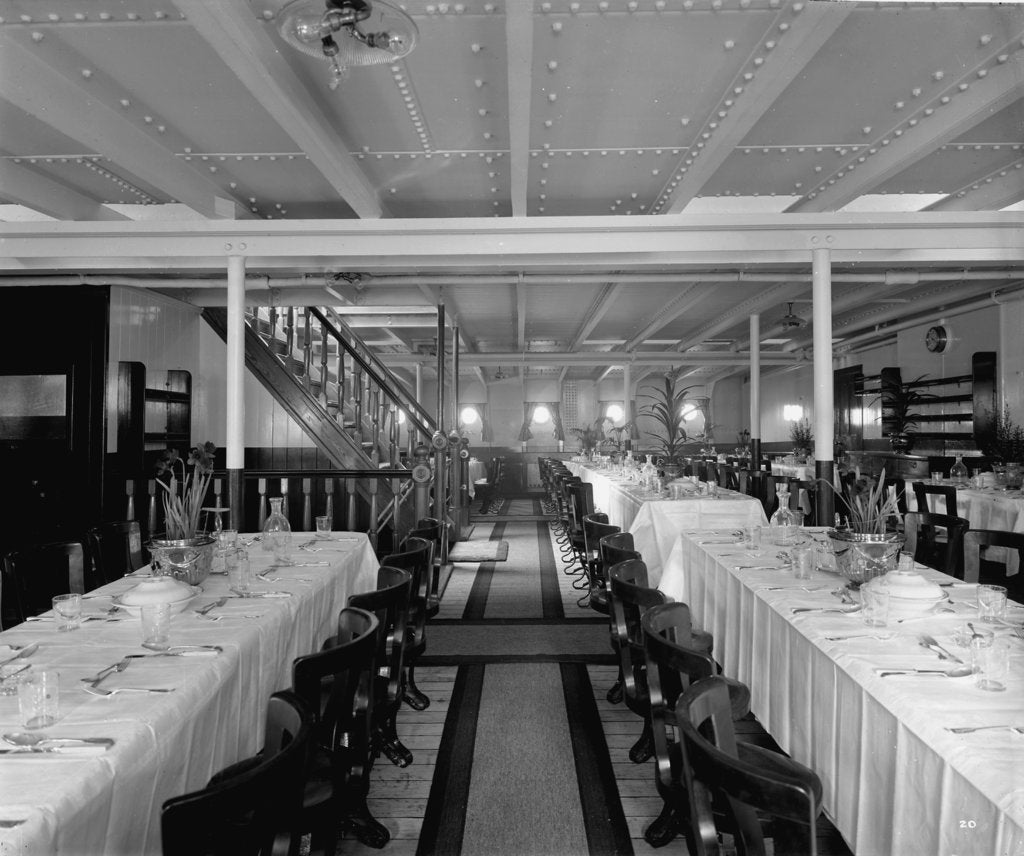 Detail of Third Class Dining Saloon on the 'Balmoral Castle' (1910) by Bedford Lemere & Co.