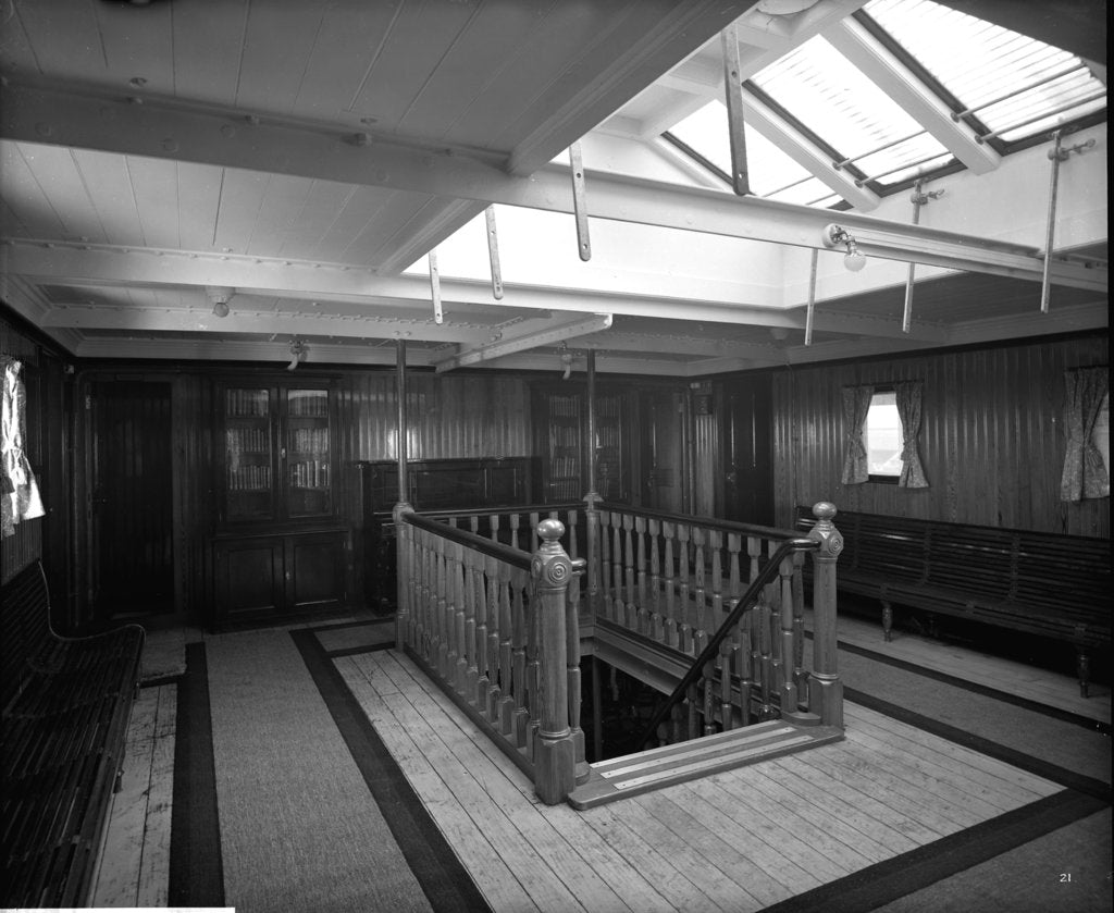 Detail of Third Class Lounge on the 'Balmoral Castle' (1910) by Bedford Lemere & Co.