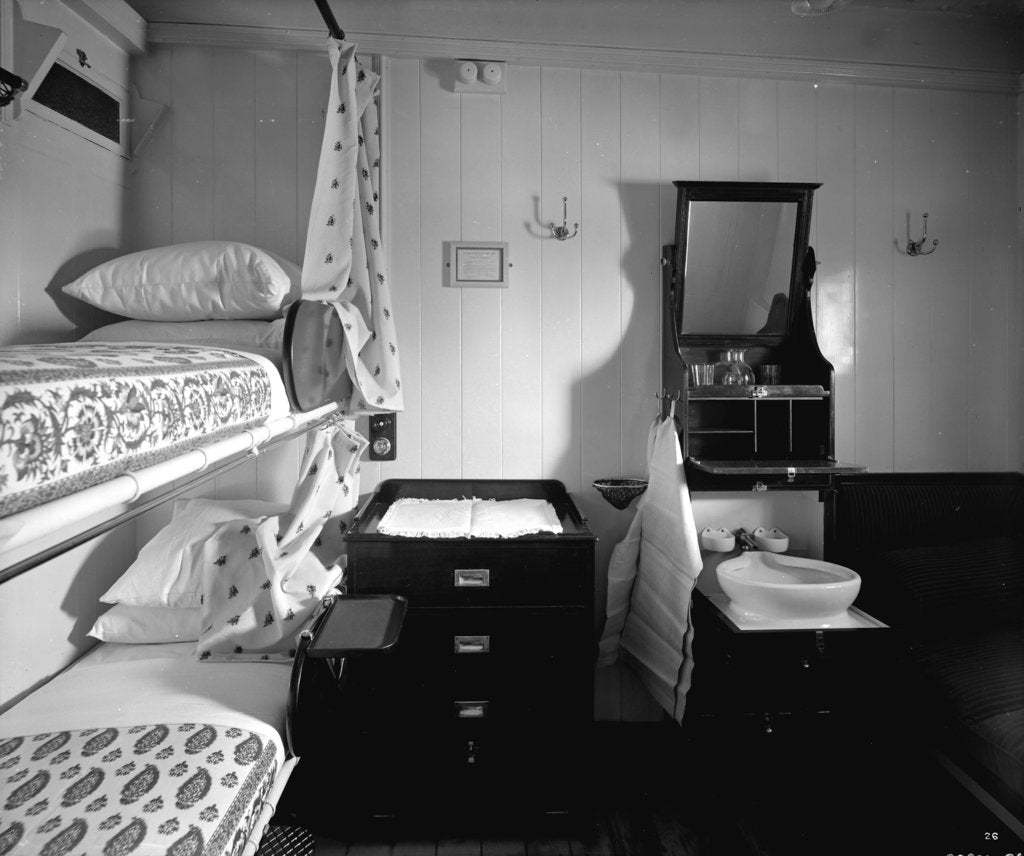 Detail of First Class stateroom on the 'Balmoral Castle' (1910) by Bedford Lemere & Co.