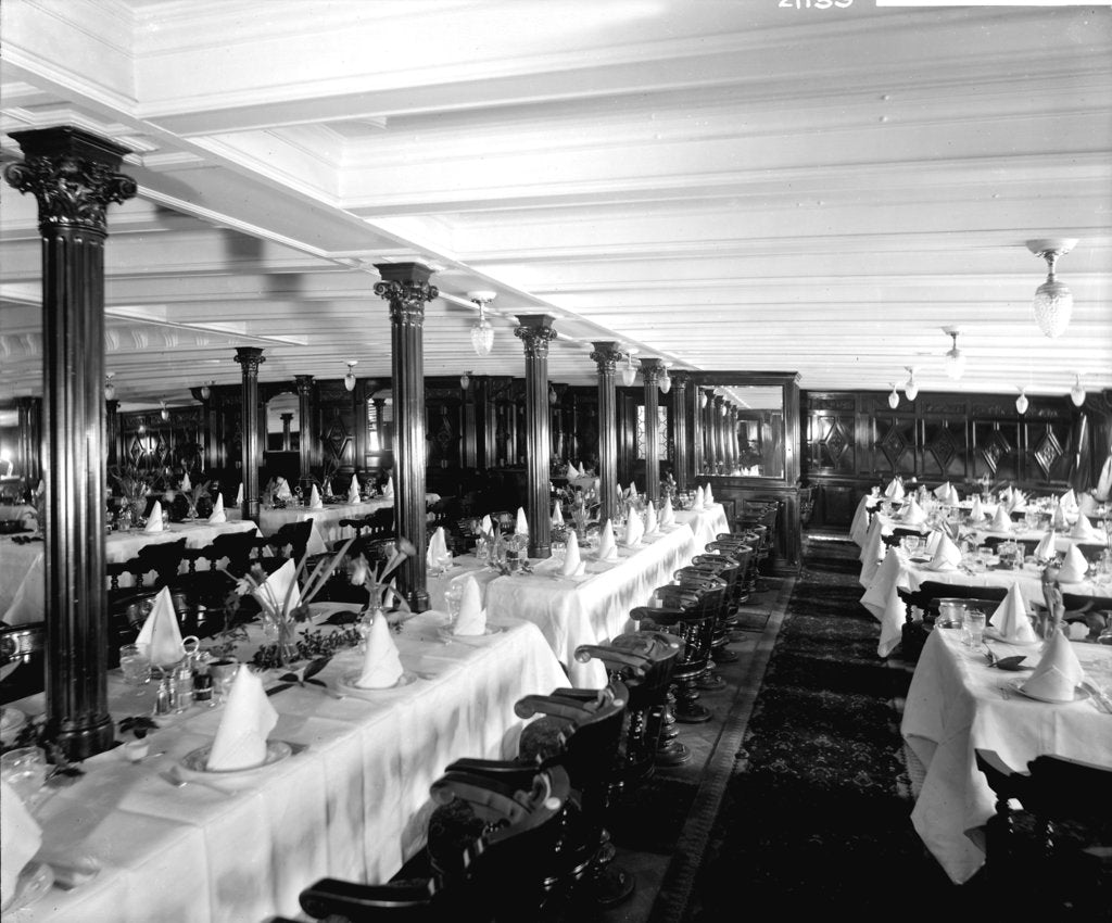Detail of First Class Dining Saloon on the 'Saxonia' (1900) by Bedford Lemere & Co.