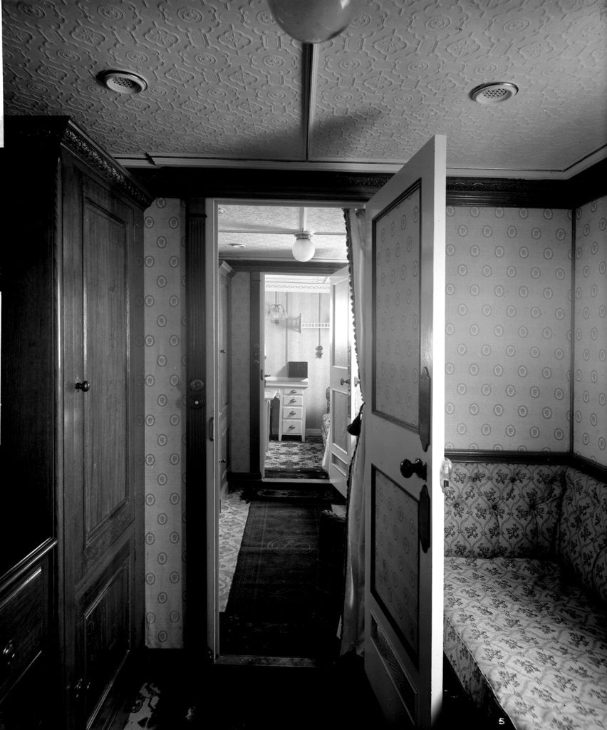 Detail of First Class suite de luxe on the 'Highland Loch' (1911) by Bedford Lemere & Co.
