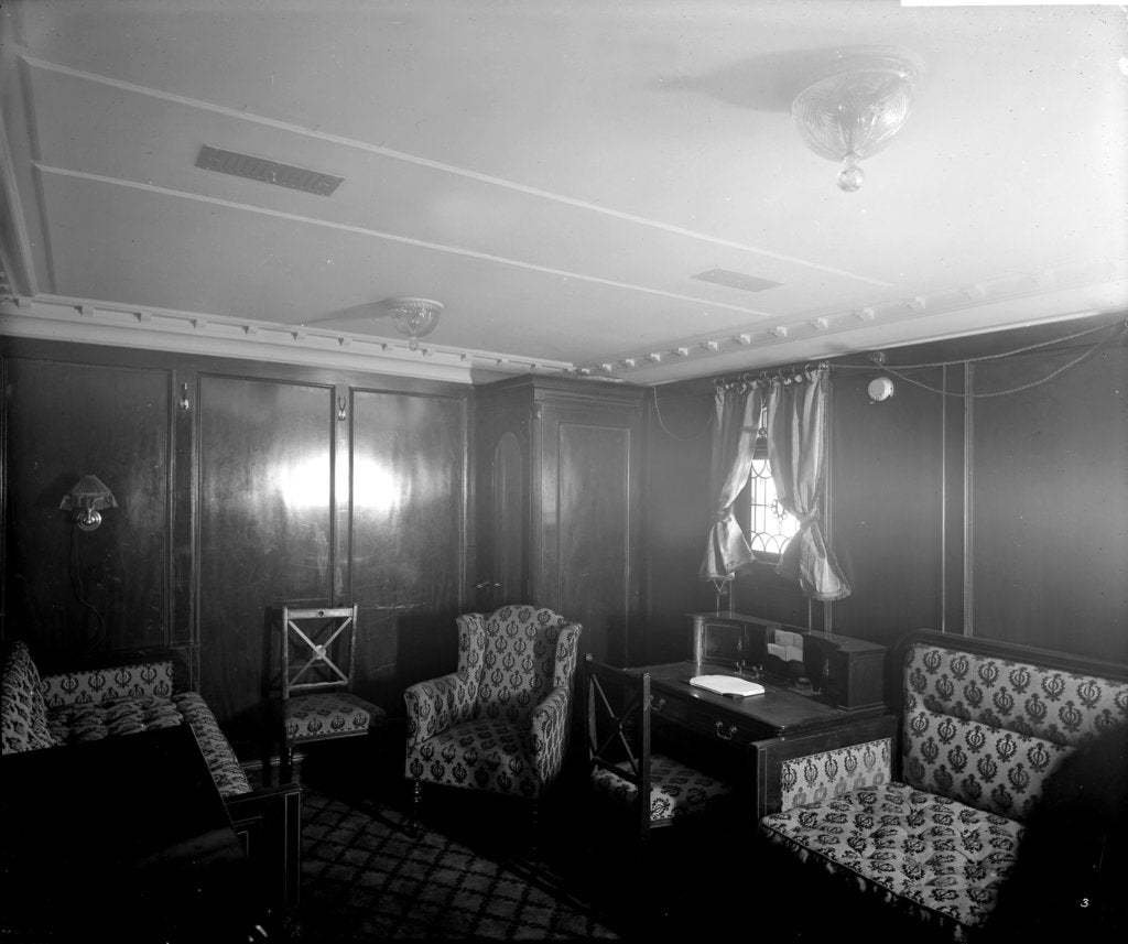 Detail of First Class cabin de luxe on the 'Royal George' (1907) by Bedford Lemere & Co.