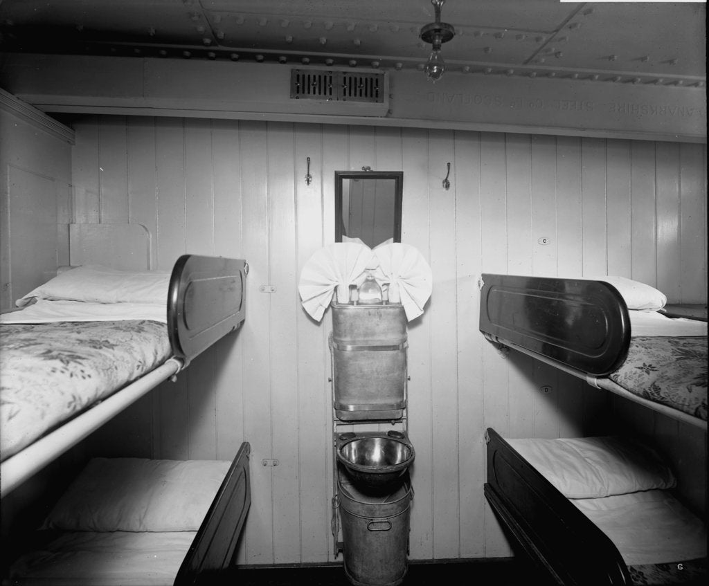 Detail of Third Class cabin on the 'Royal George' (1907) by Bedford Lemere & Co.