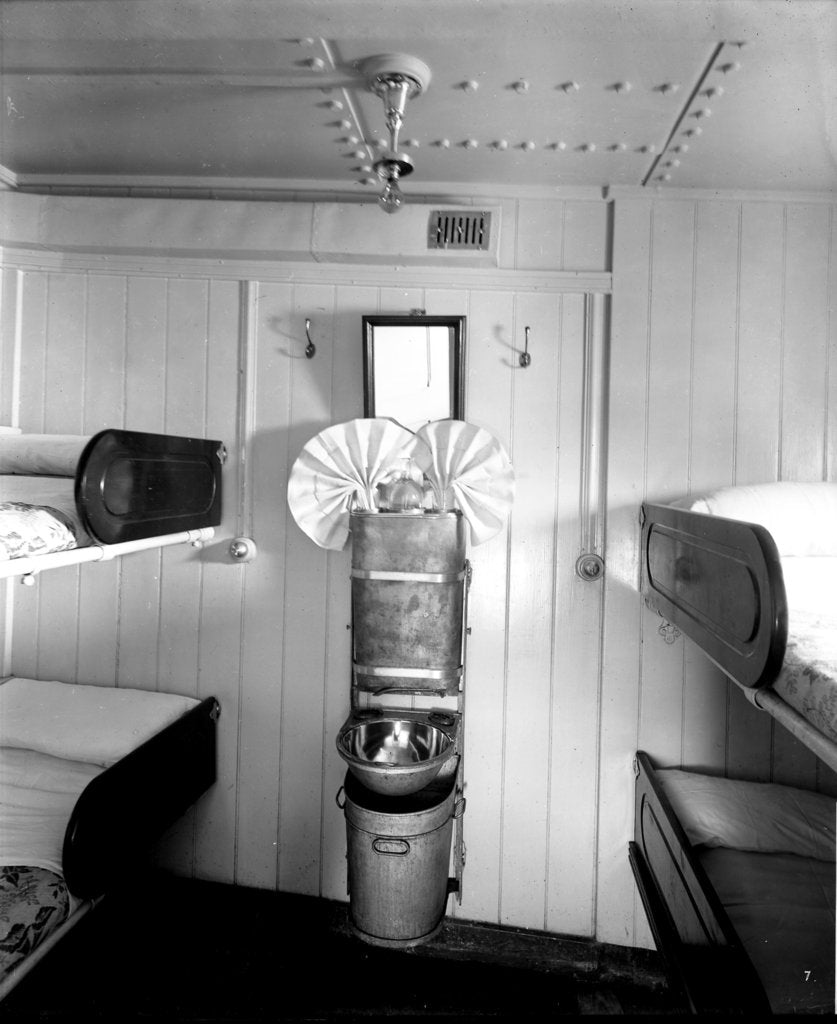 Detail of Third Class cabin on the 'Royal George' (1907) by Bedford Lemere & Co.
