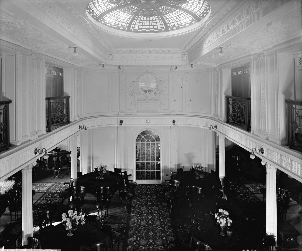 Detail of Well above the First Class Dining Saloon on the 'Orama' (1911) by Bedford Lemere & Co.
