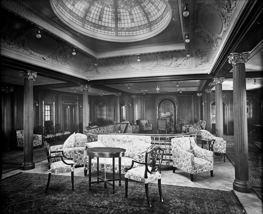 Detail of First Class Lounge on the 'Orama' (1911) by Bedford Lemere & Co.