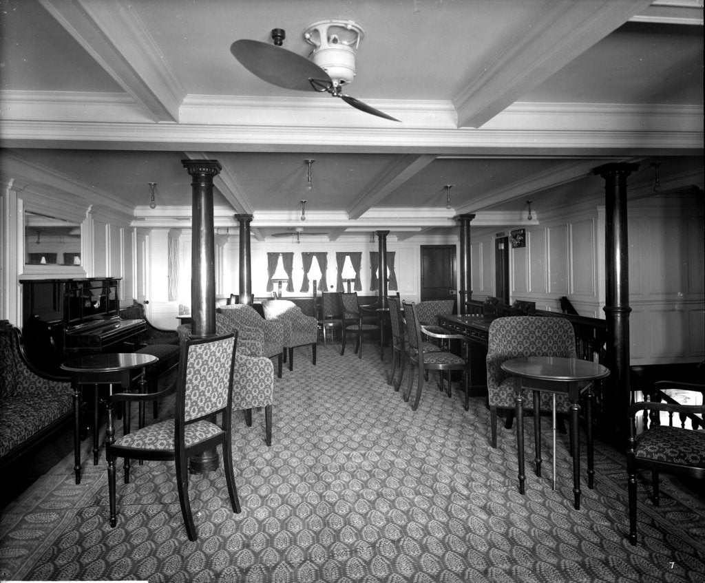 Detail of Second Class Music Room on the 'Orama' (1911) by Bedford Lemere & Co.