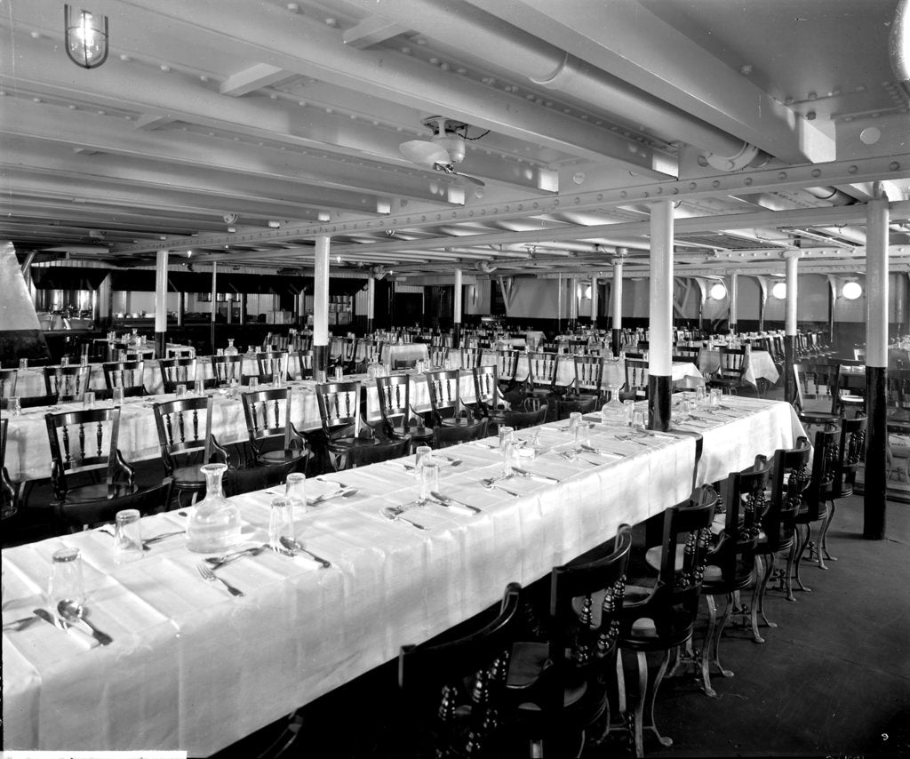 Detail of Third Class Dining Saloon on the 'Orama' (1911) by Bedford Lemere & Co.