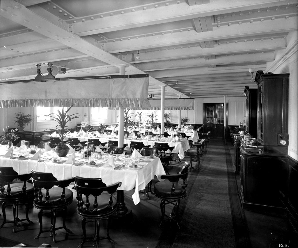 Detail of Second Class Dining Saloon on the 'Orama' (1911) by Bedford Lemere & Co.