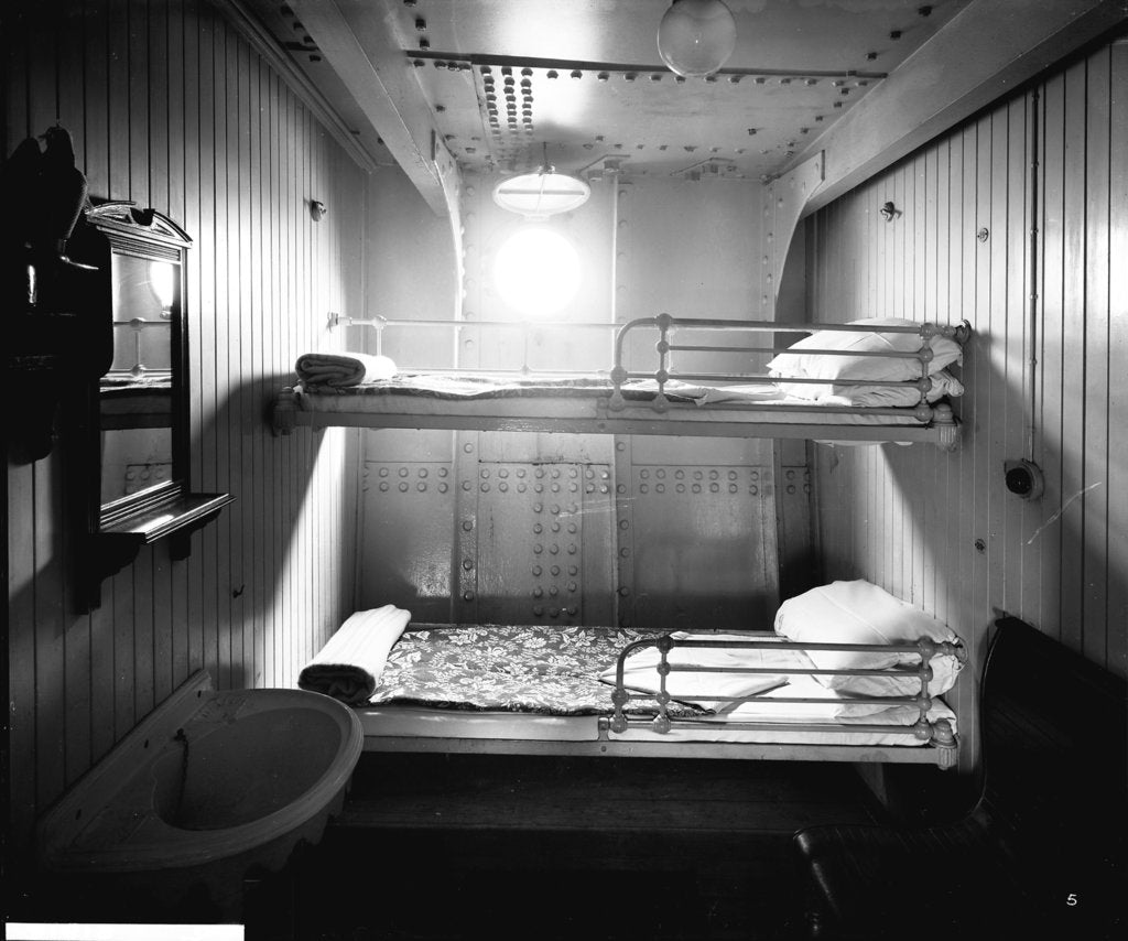 Detail of Second Class stateroom on the 'Highland Piper' (1911) by Bedford Lemere & Co.