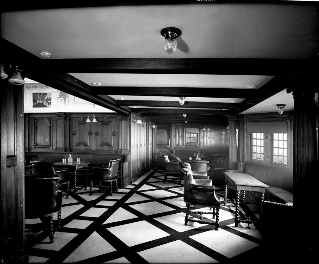 Detail of First Class Smoking Room on the 'Indarra' (1912) by Bedford Lemere & Co.