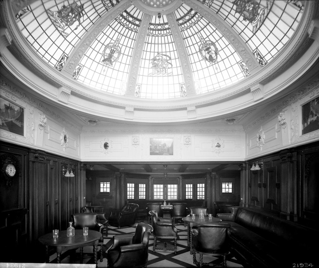Detail of First Class Smoking Room on the 'Indarra' (1912) by Bedford Lemere & Co.