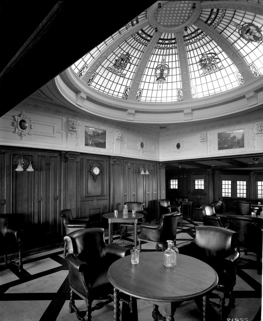 Detail of First Class Smoking Room on the 'Indarra' (1912) by Bedford Lemere & Co.