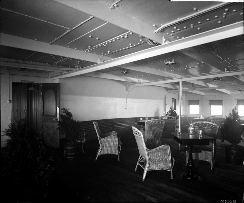 Detail of First Class Verandah Cafe on the 'Indarra' (1912) by Bedford Lemere & Co.