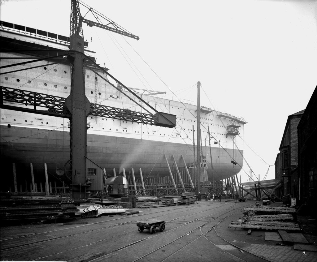 Detail of Fore part of the passenger liner 'Aquitania' (1914) on the stocks by Bedford Lemere & Co.