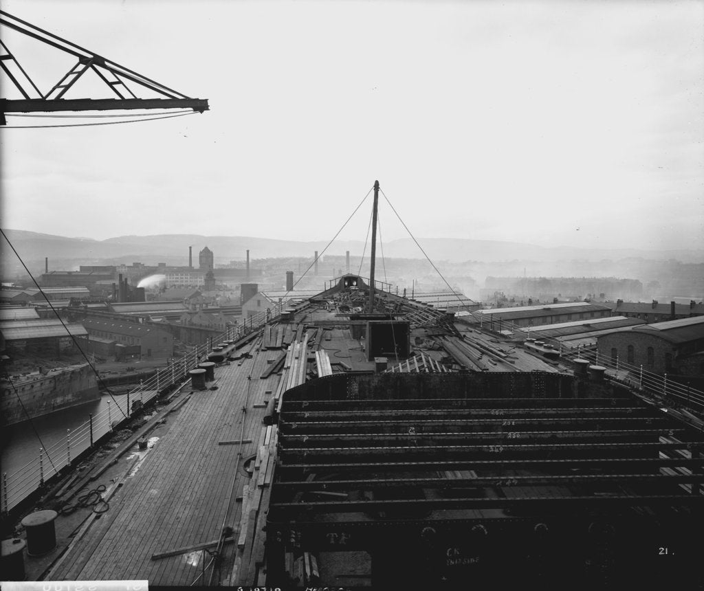 Detail of Forecast of the 'Aquitania' (1914) during construction by Bedford Lemere & Co.