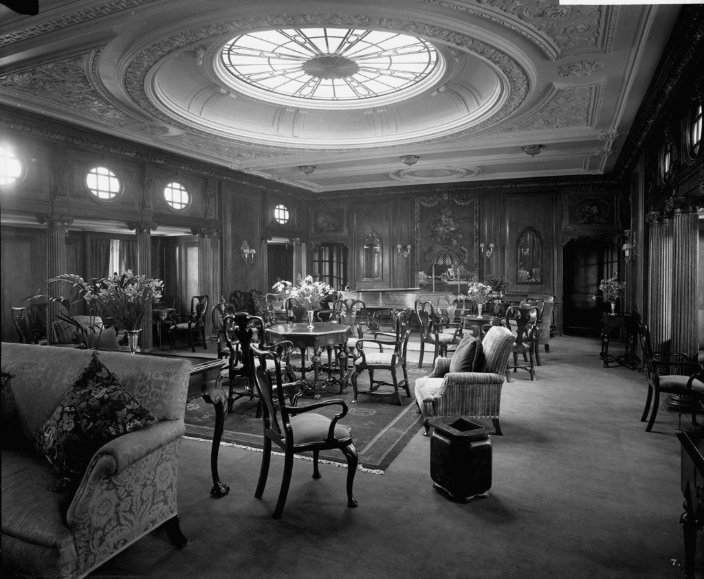 Detail of First Class Lounge on the 'Empress of Asia' (1913) by Bedford Lemere & Co.