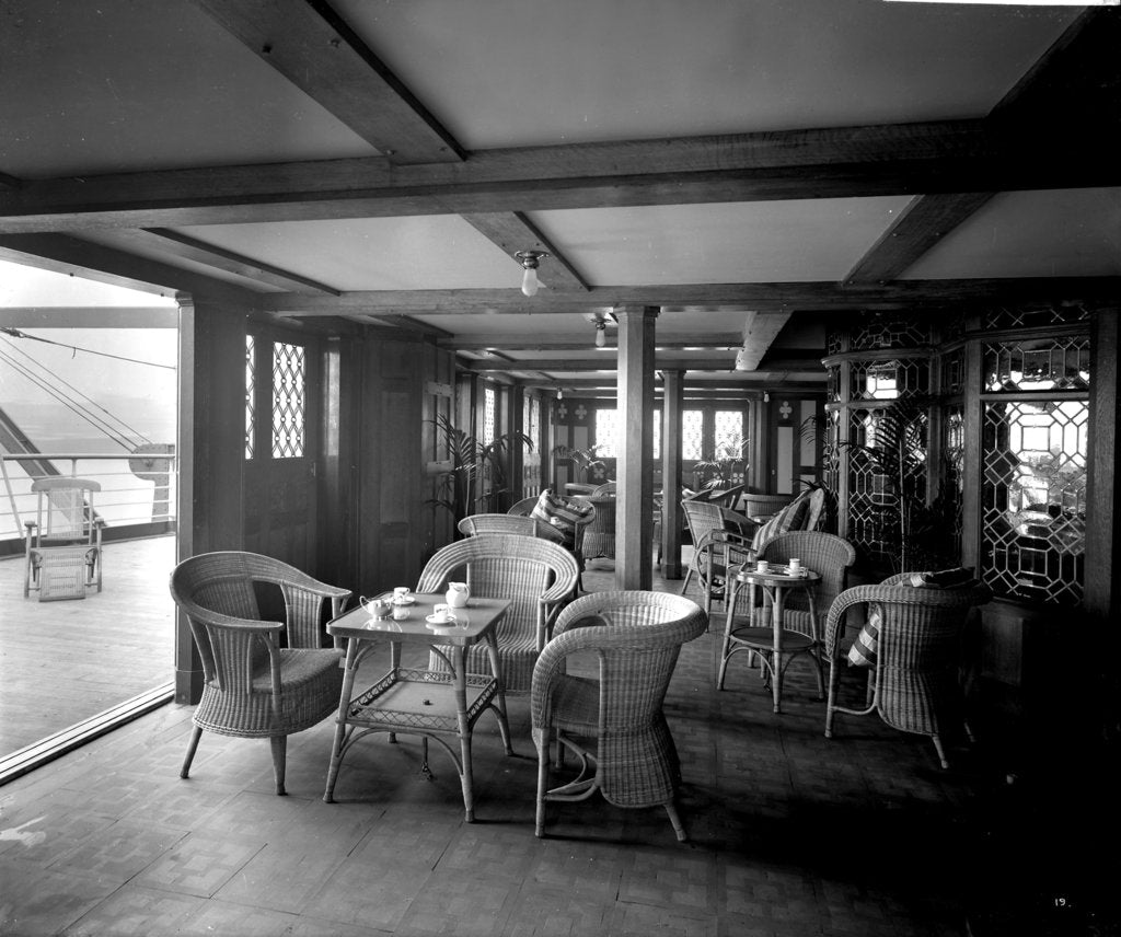 Detail of First Class Verandah Cafe on the 'Empress of Asia' (1913) by Bedford Lemere & Co.
