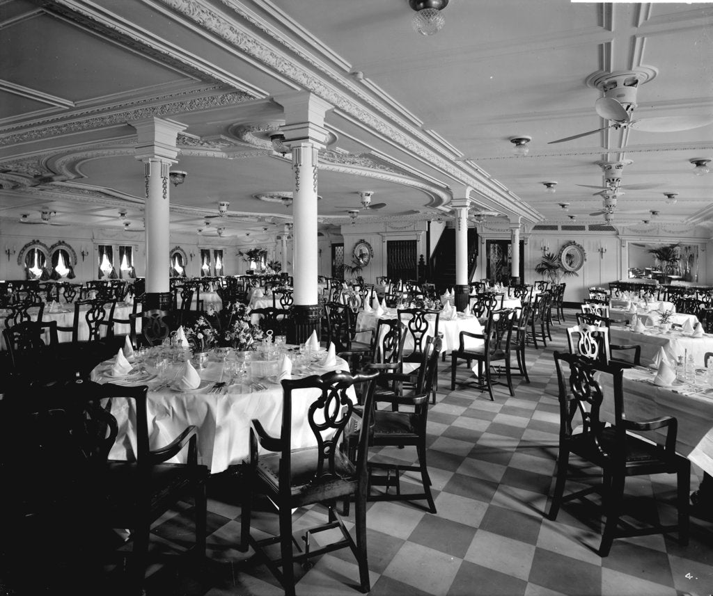 Detail of First Class Dining Saloon on the 'Llandovery Castle' (1914) by Bedford Lemere & Co.