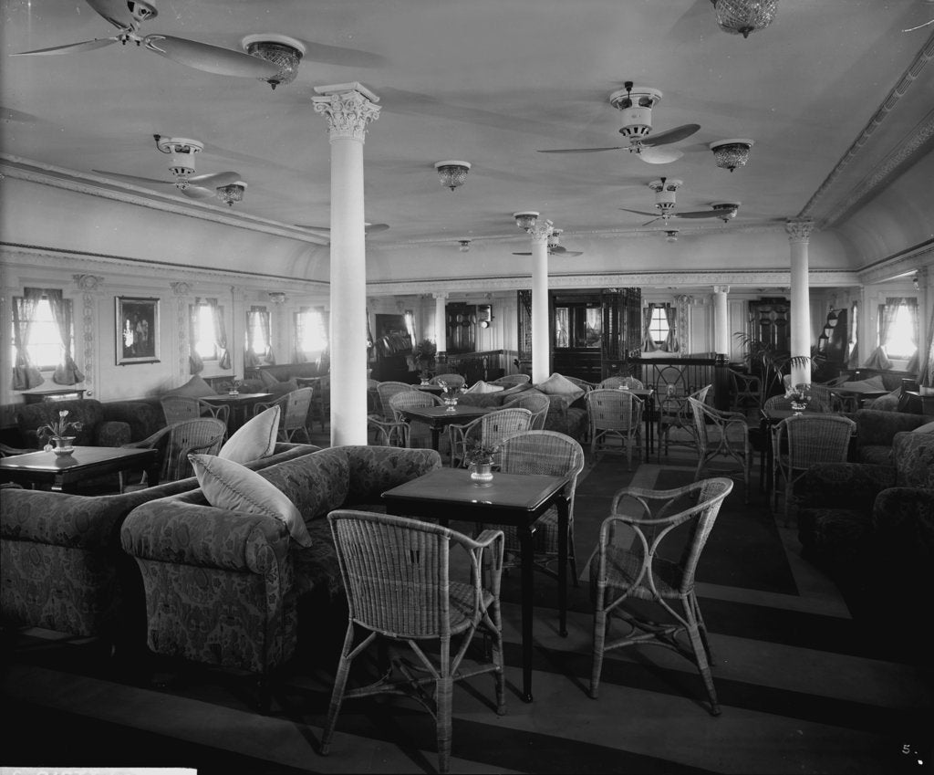 Detail of First Class Lounge on the 'Llandovery Castle' (1914) by Bedford Lemere & Co.