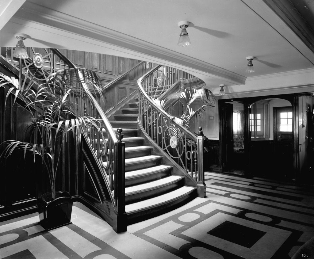 Detail of First Class Entrance Hall on the 'Llandovery Castle' (1914) by Bedford Lemere & Co.