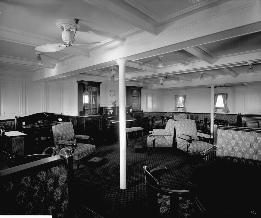 Detail of Second Class Music Room on the 'Llandovery Castle' (1914) by Bedford Lemere & Co.