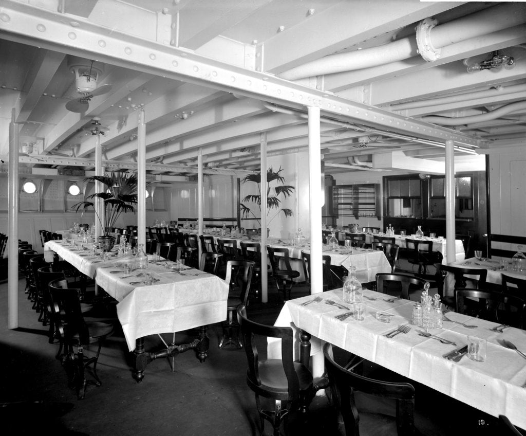 Detail of Third Class Dining Saloon on the 'Llandovery Castle' (1914) by Bedford Lemere & Co.