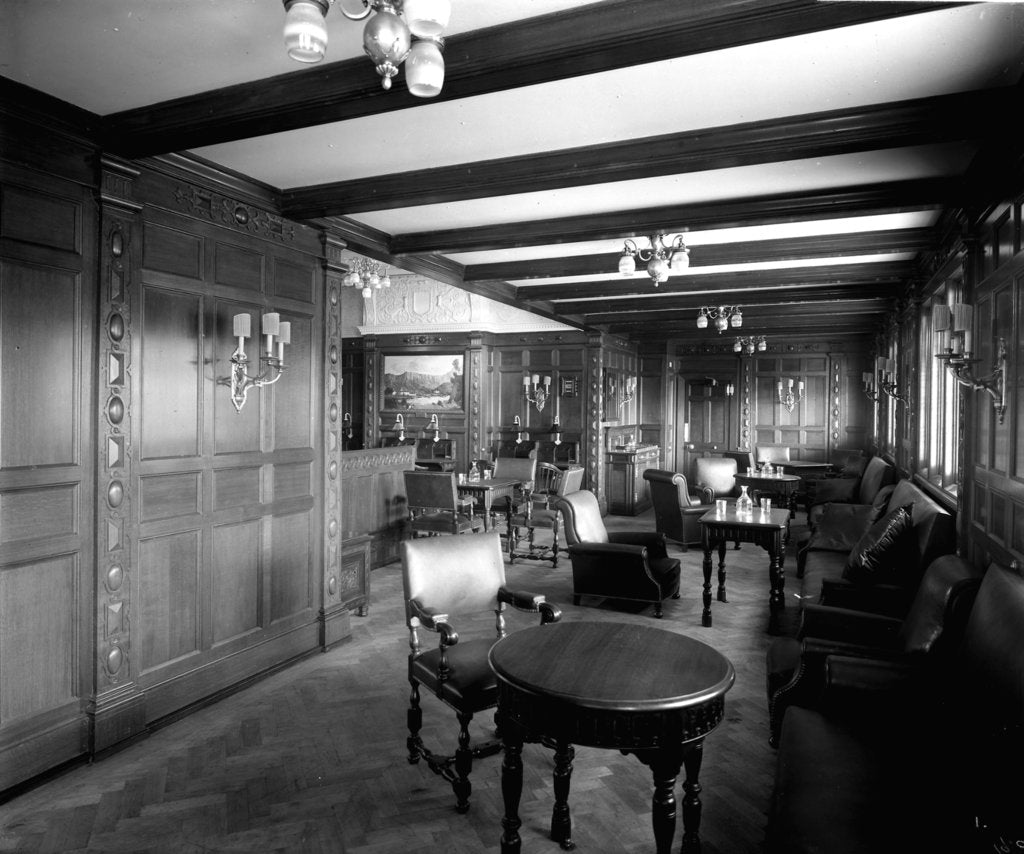 Detail of First Class Smoking Room on the 'Orduna' (1914) by Bedford Lemere & Co.