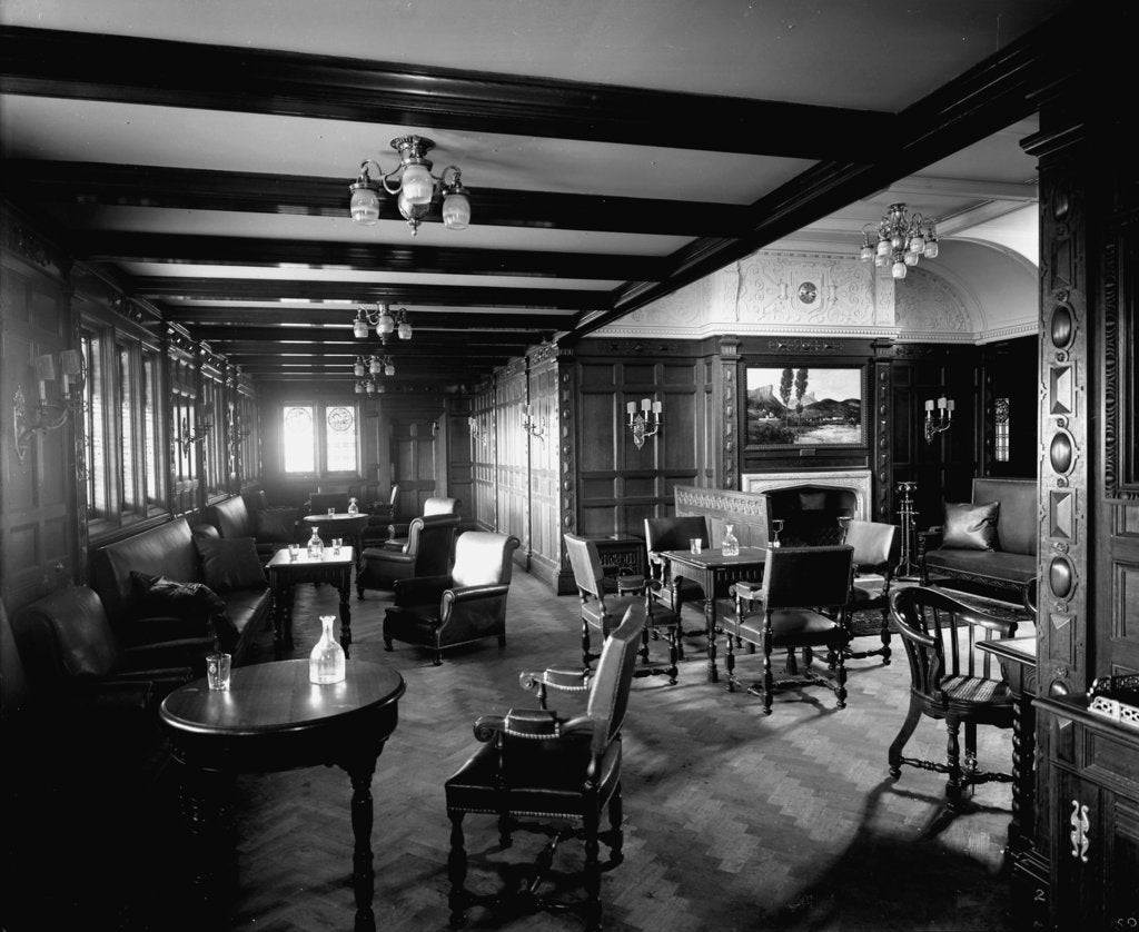 Detail of First Class Smoking Room on the 'Orduna' (1914) by Bedford Lemere & Co.