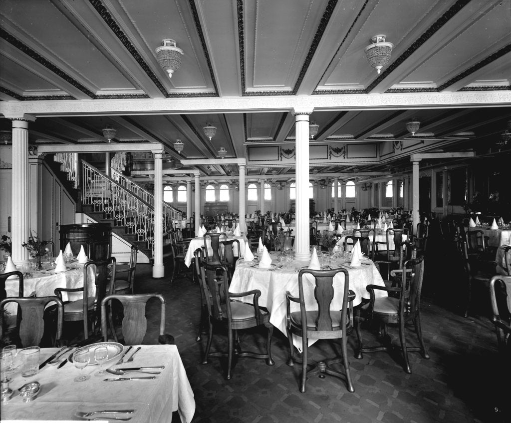 Detail of First Class Dining Saloon on the 'Orduna' (1914) by Bedford Lemere & Co.
