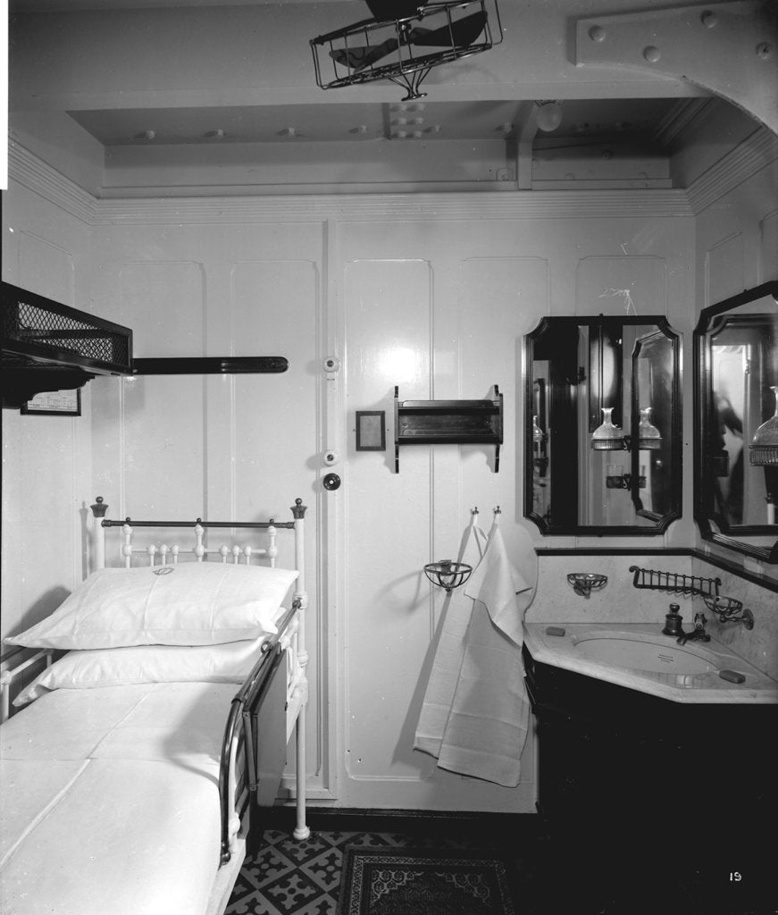 Detail of First Class stateroom on the 'Orduna' (1914) by Bedford Lemere & Co.