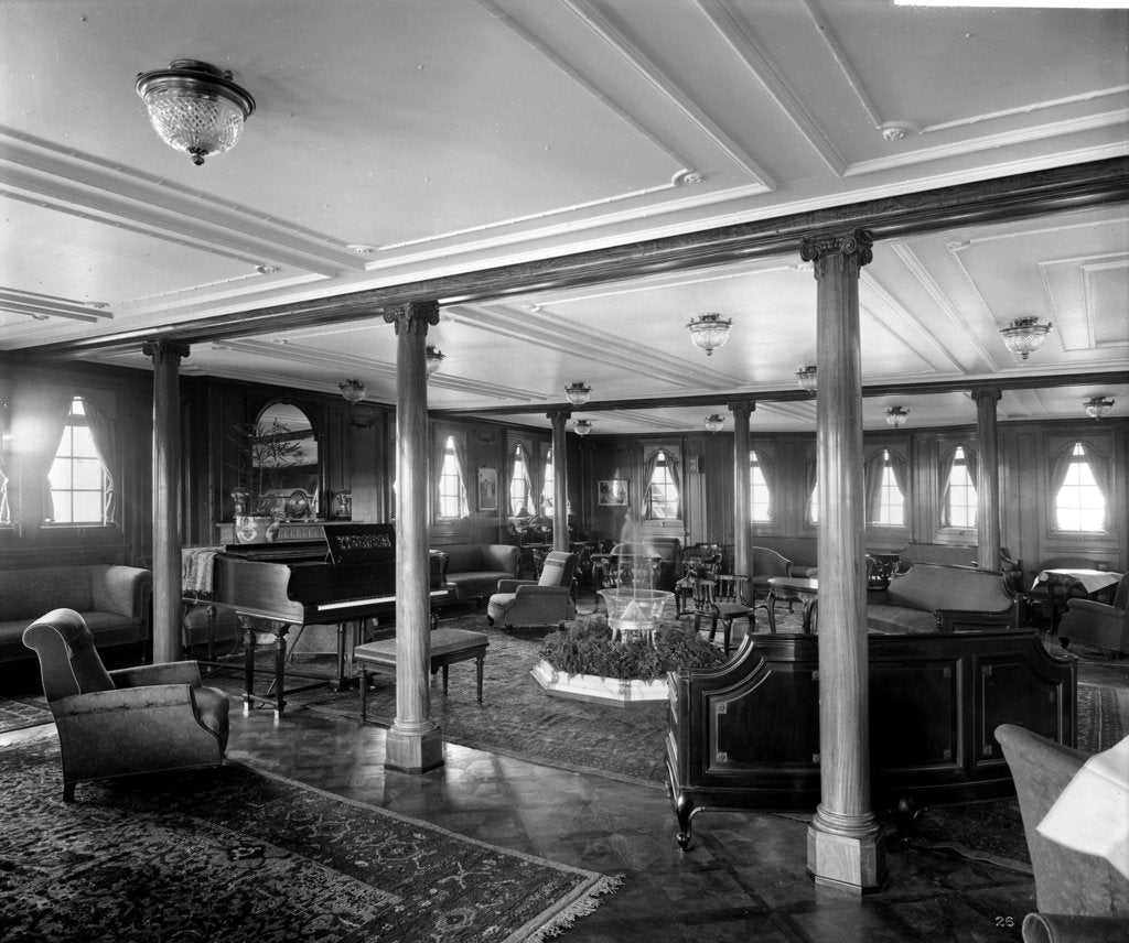 Detail of First Class Lounge on the 'Orduna' (1914) by Bedford Lemere & Co.