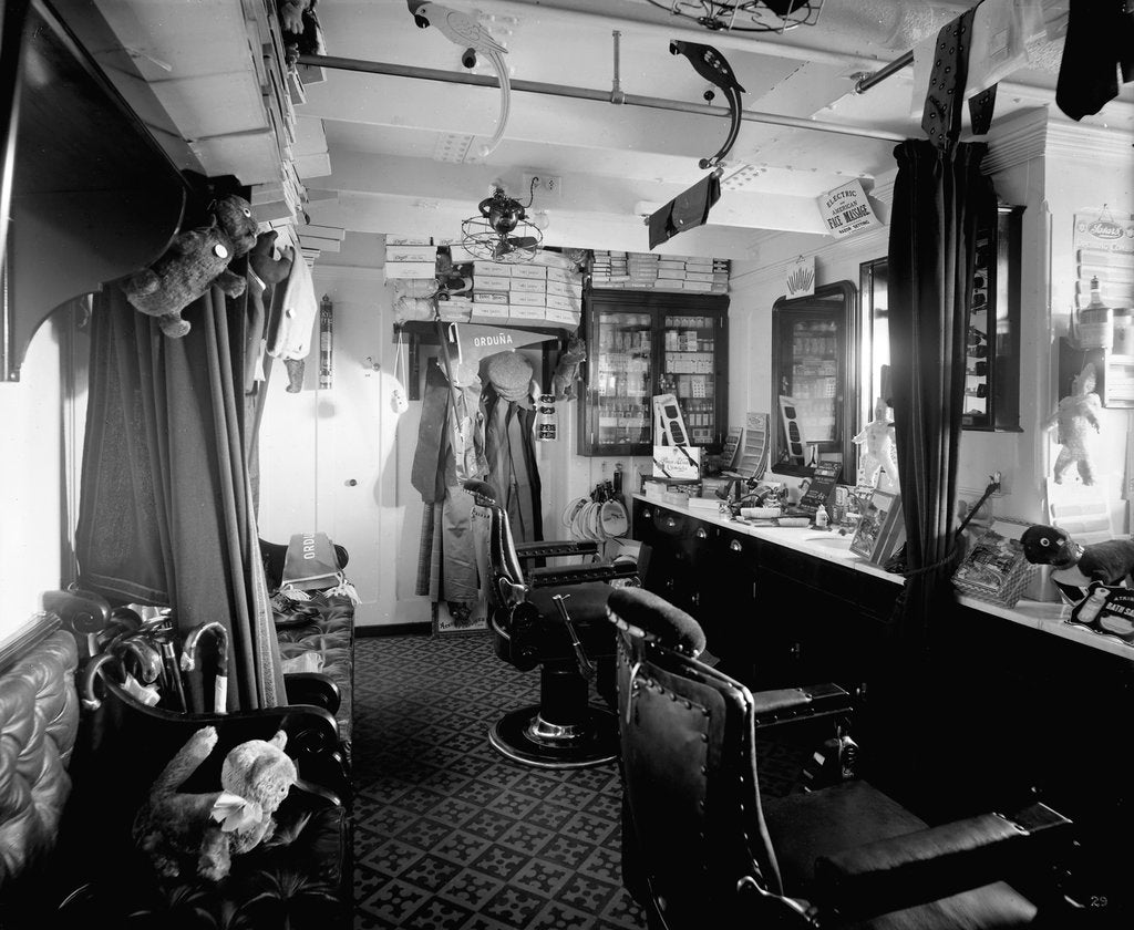 Detail of Barber's Shop on the 'Orduna' (1914) by Bedford Lemere & Co.