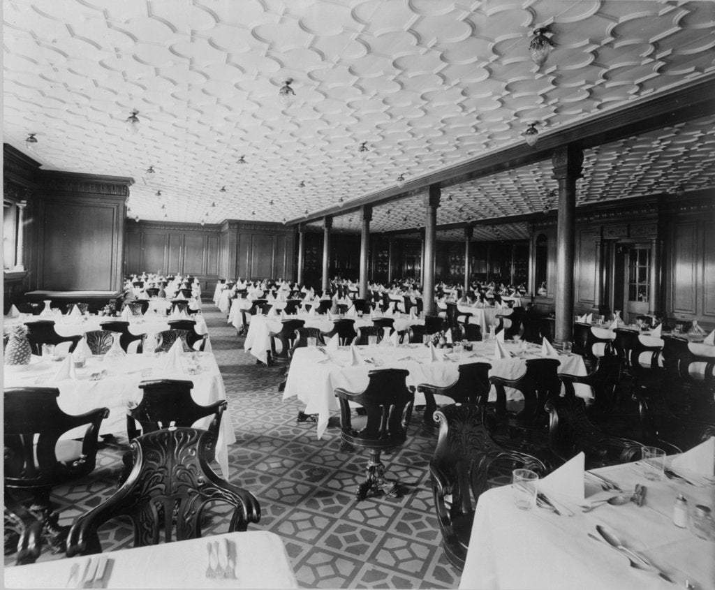 Detail of Second Class Dining Saloon on the 'Olympic' (1911) by Bedford Lemere & Co.