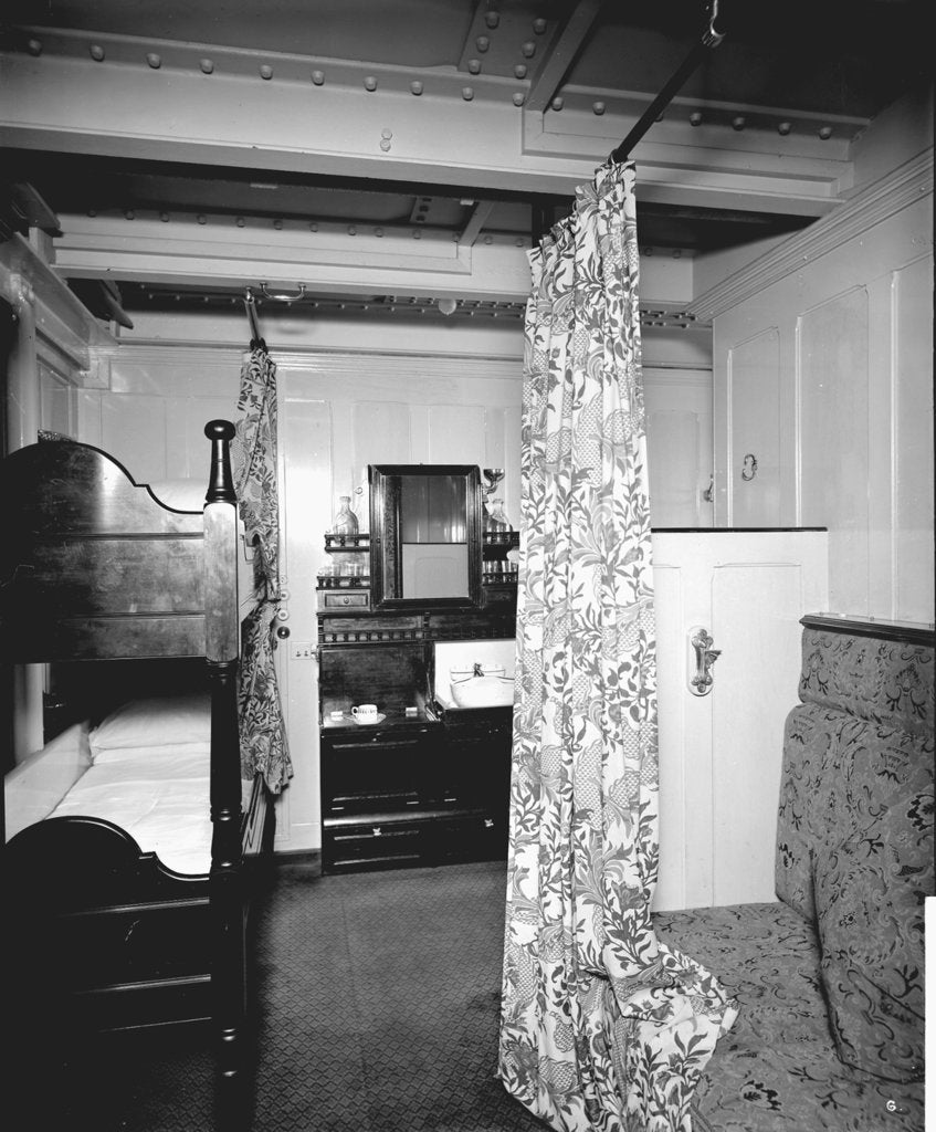 Detail of Second Class stateroom on the 'Olympic' (1911) by Bedford Lemere & Co.