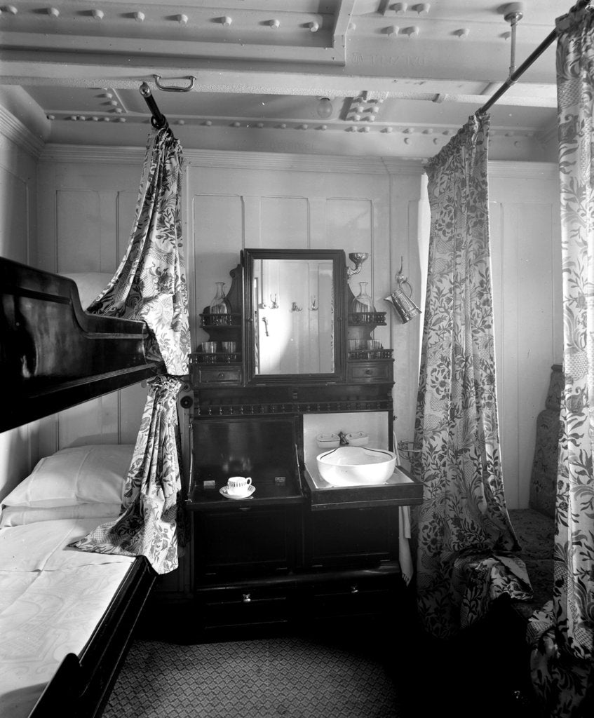 Detail of Second Class stateroom on the 'Olympic' (1911) by Bedford Lemere & Co.