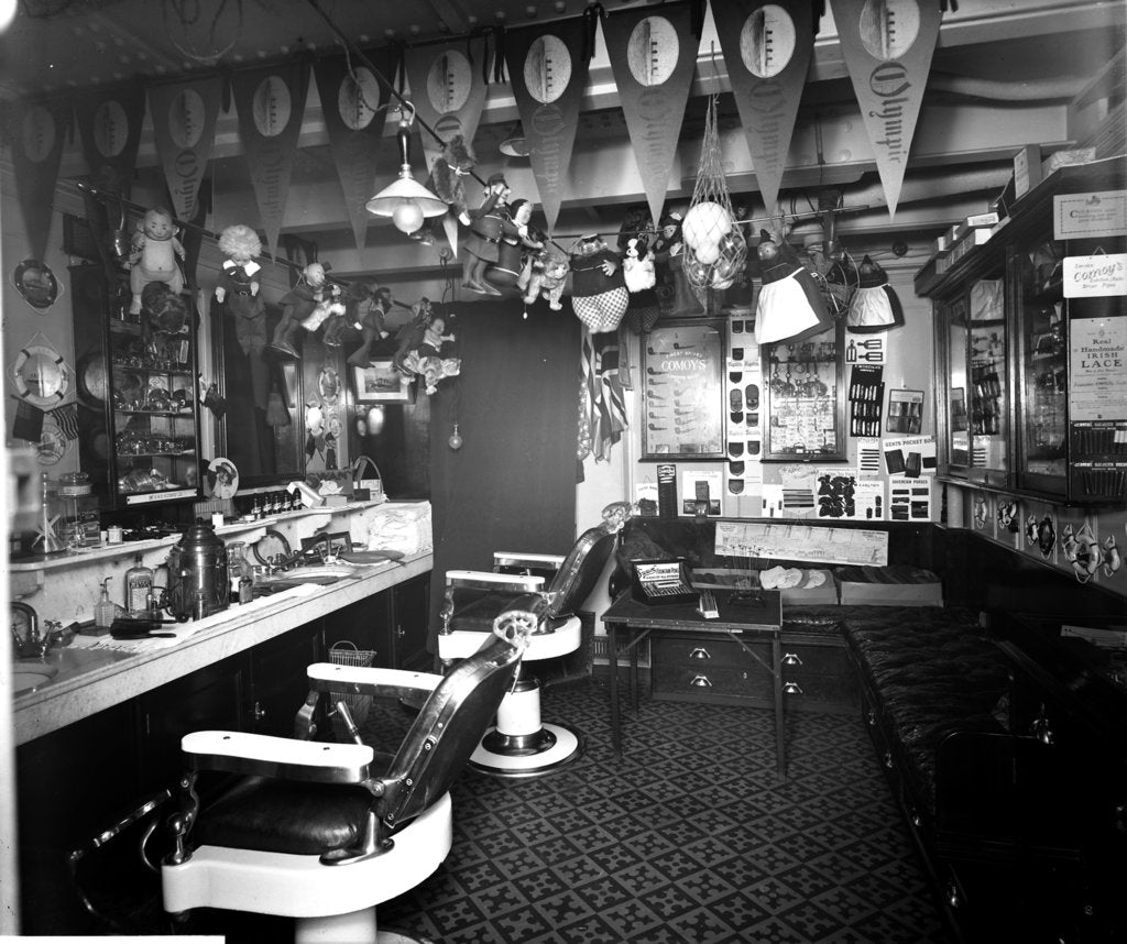 Detail of Second Class Barber's Shop on the 'Olympic' (1911) by Bedford Lemere & Co.