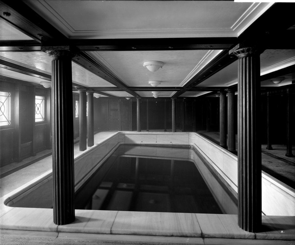 Detail of First Class Swimming Bath on the 'Aquitania' (1914) by Bedford Lemere & Co.