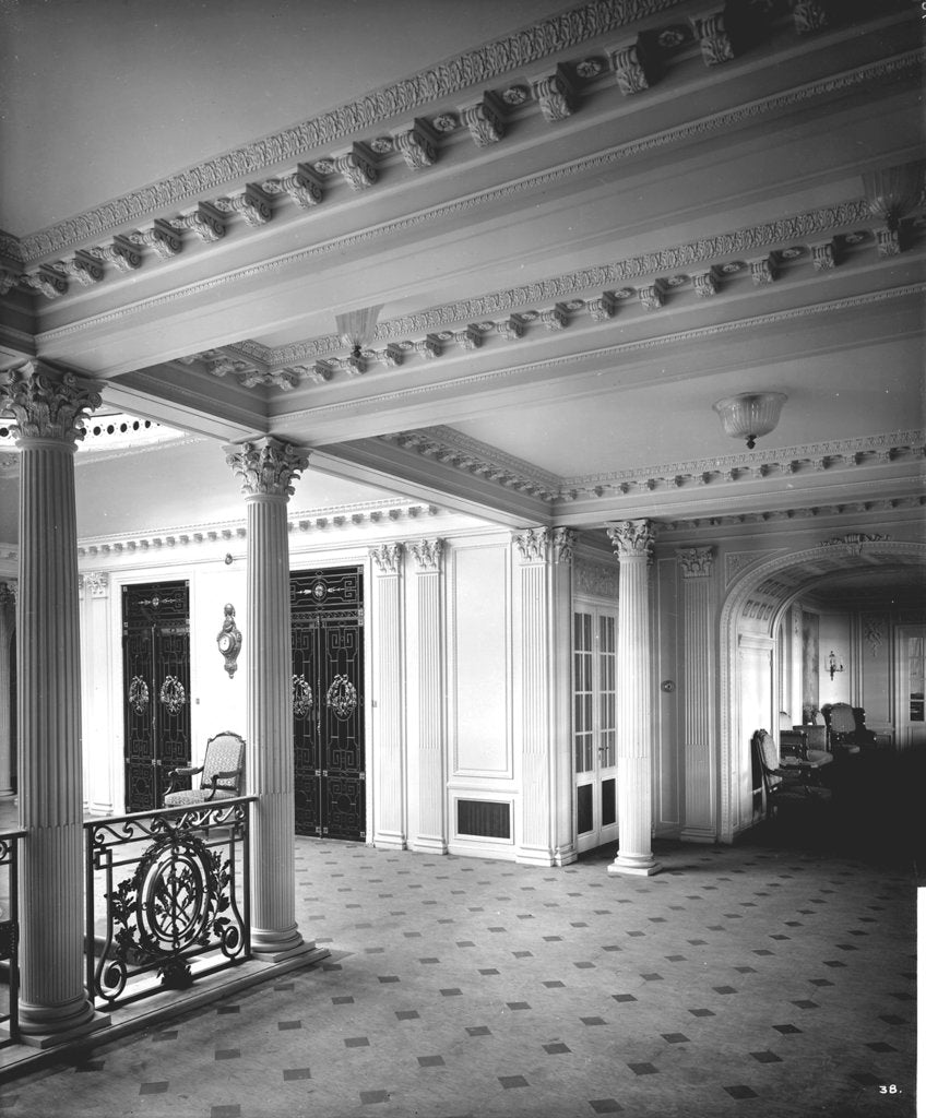Detail of Grand Entrance on the 'Aquitania' (1914) by Bedford Lemere & Co.