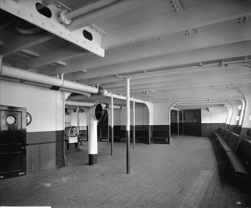 Detail of Third Class Promenade on the 'Aquitania' (1914) by Bedford Lemere & Co.