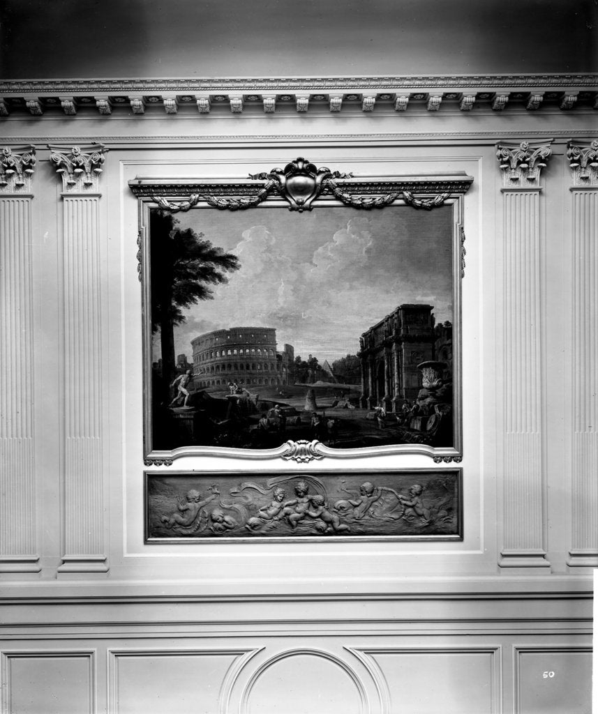 Detail of Decorative painting in the Grand Entrance on the 'Aquitania' (1914) by Bedford Lemere & Co.